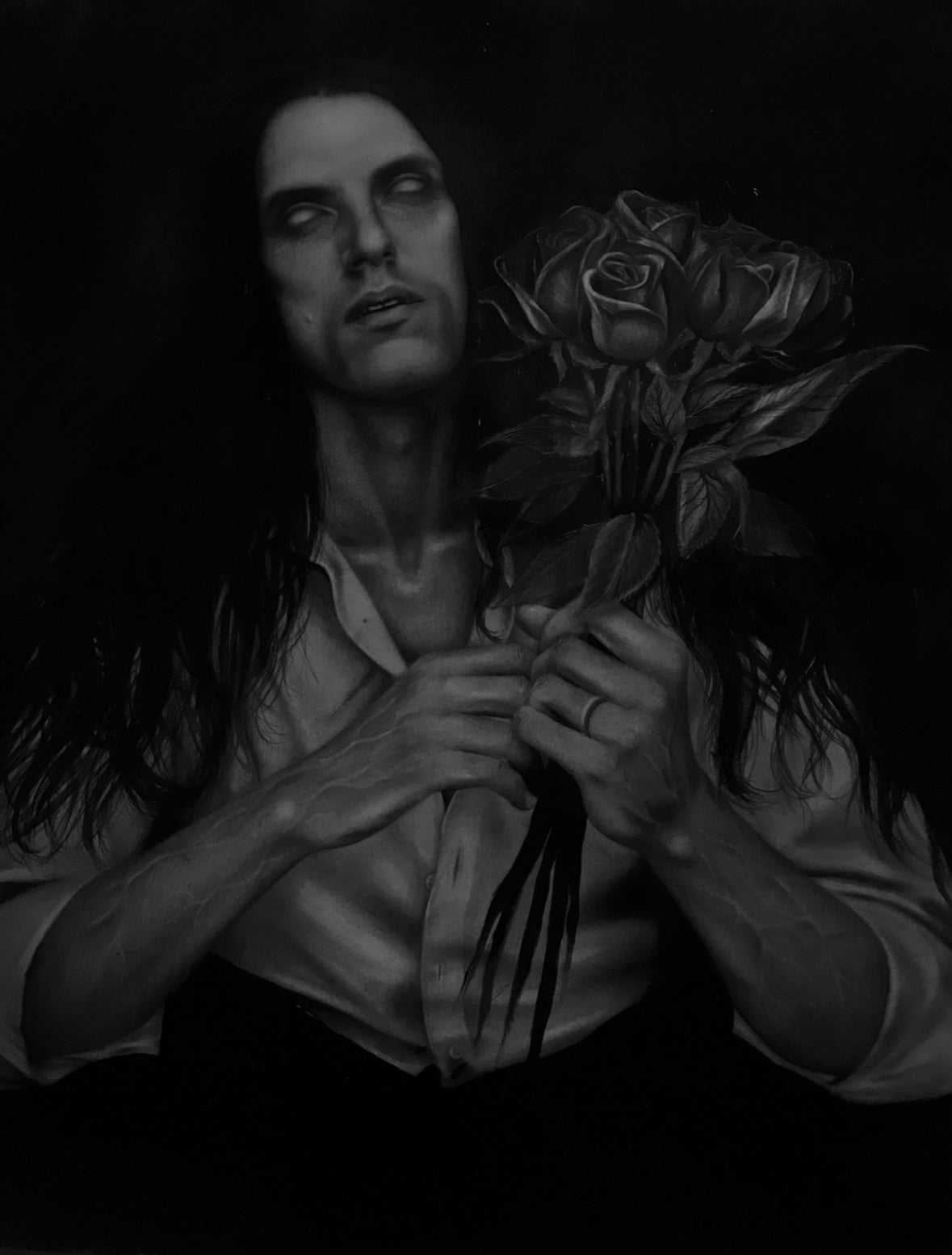 Peter Steele 19x24 charcoal original artwork