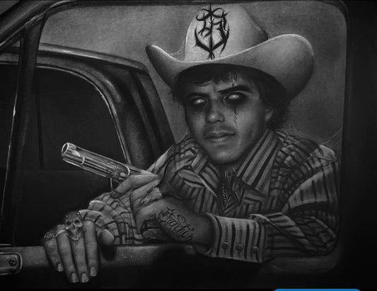 Chalino Sanchez charcoal art