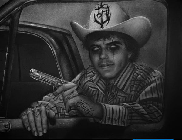Chalino Sanchez charcoal art
