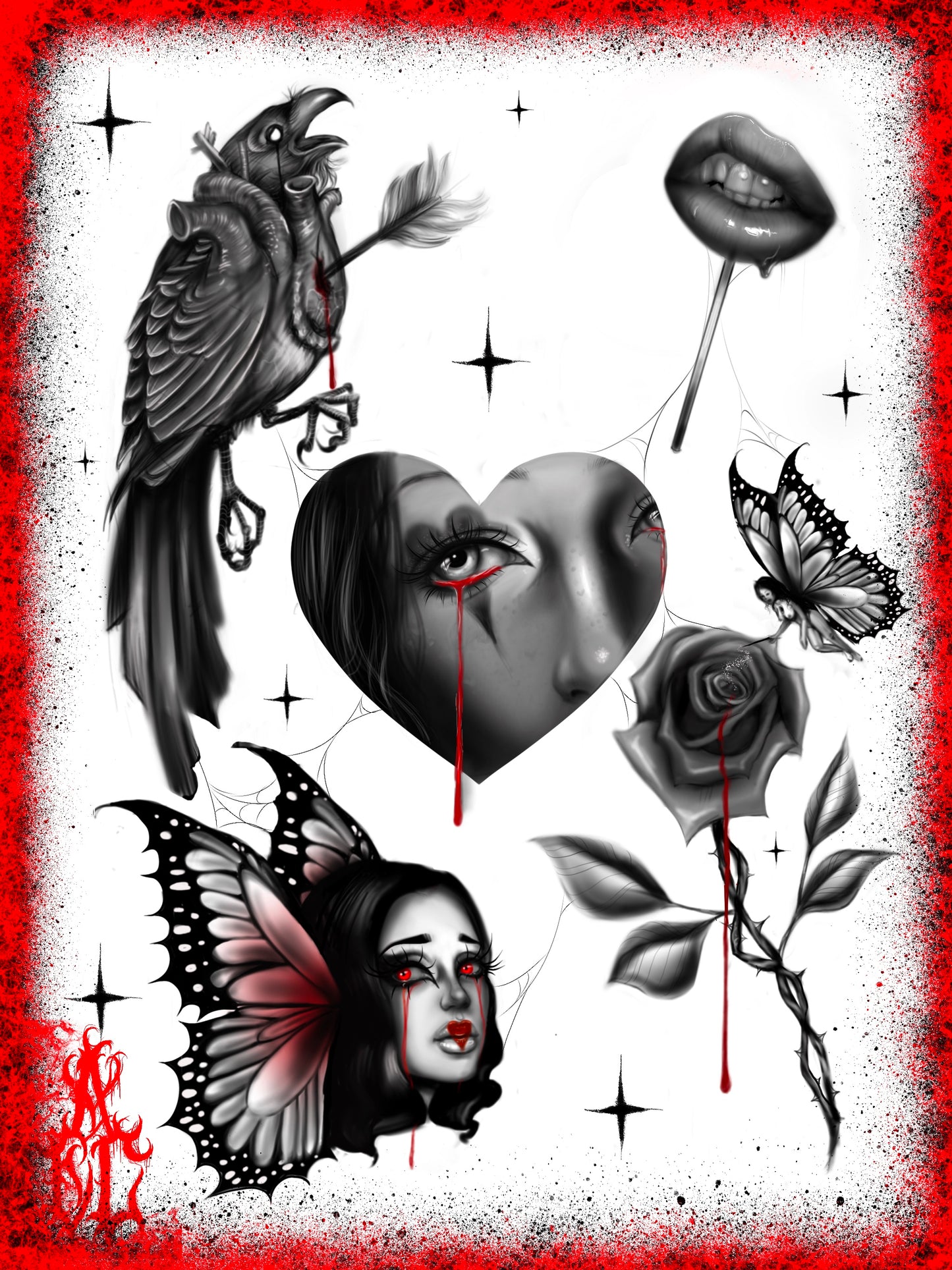 Blood Drip flash sheet print