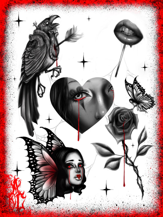 Blood Drip flash sheet print